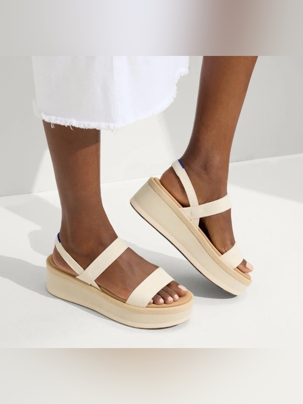 Rothy’s Lightweight Wedge Sandals in Salt Color Women’s Size 6.5 New